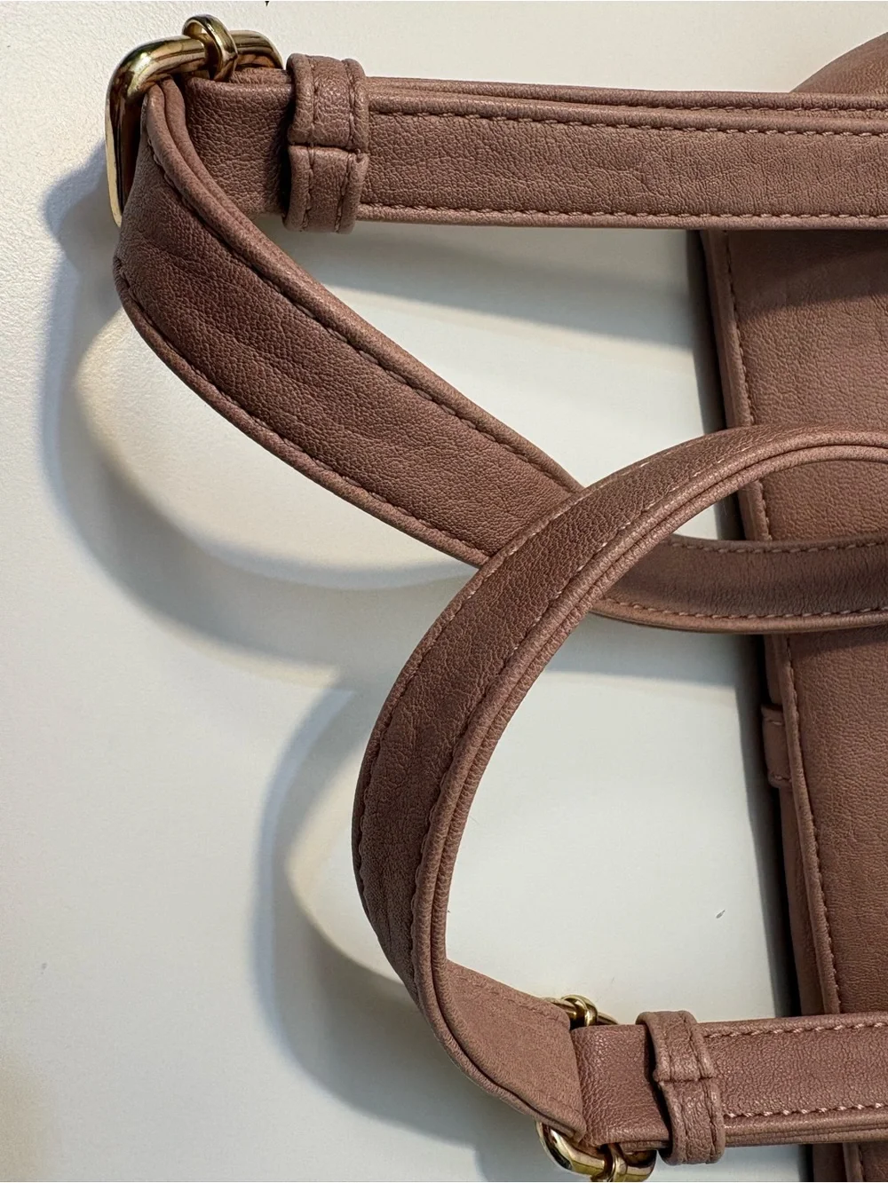 Miztique Blush Pink Vegan Leather Fashion Backpack Gold Hardware Tassel Accent